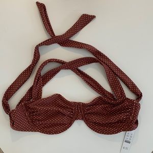 JCREW 34DD RUCHED UNDERWIRE BIKINI TOP IN POLKA DOT